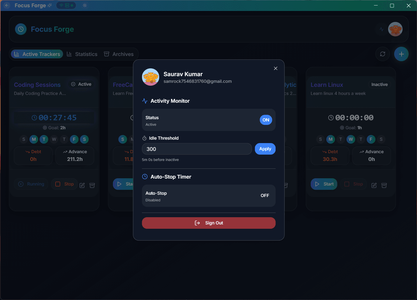 Focus Forge - Cross Platform ElectronJS App